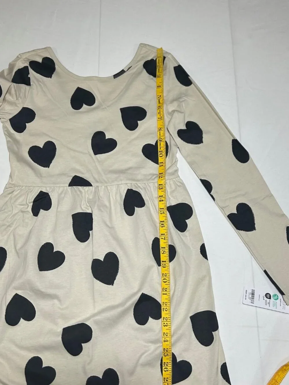 Carter's Girls Size 14 Tan with Black Hearts Lightweight Skater Dress NWT